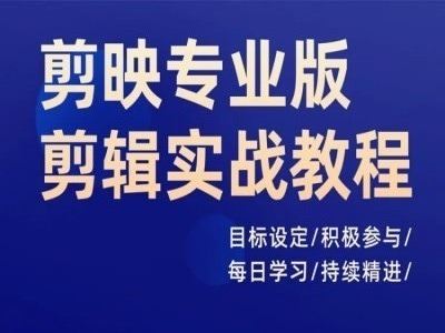 剪映专业版剪辑实战教程，目标设定/积极参与/每日学习/持续精进-轻创淘金网