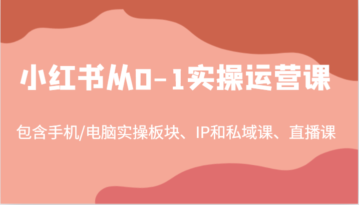 小红书从0-1实操运营课，包含手机/电脑实操板块、IP和私域课、直播课（97节）-轻创淘金网